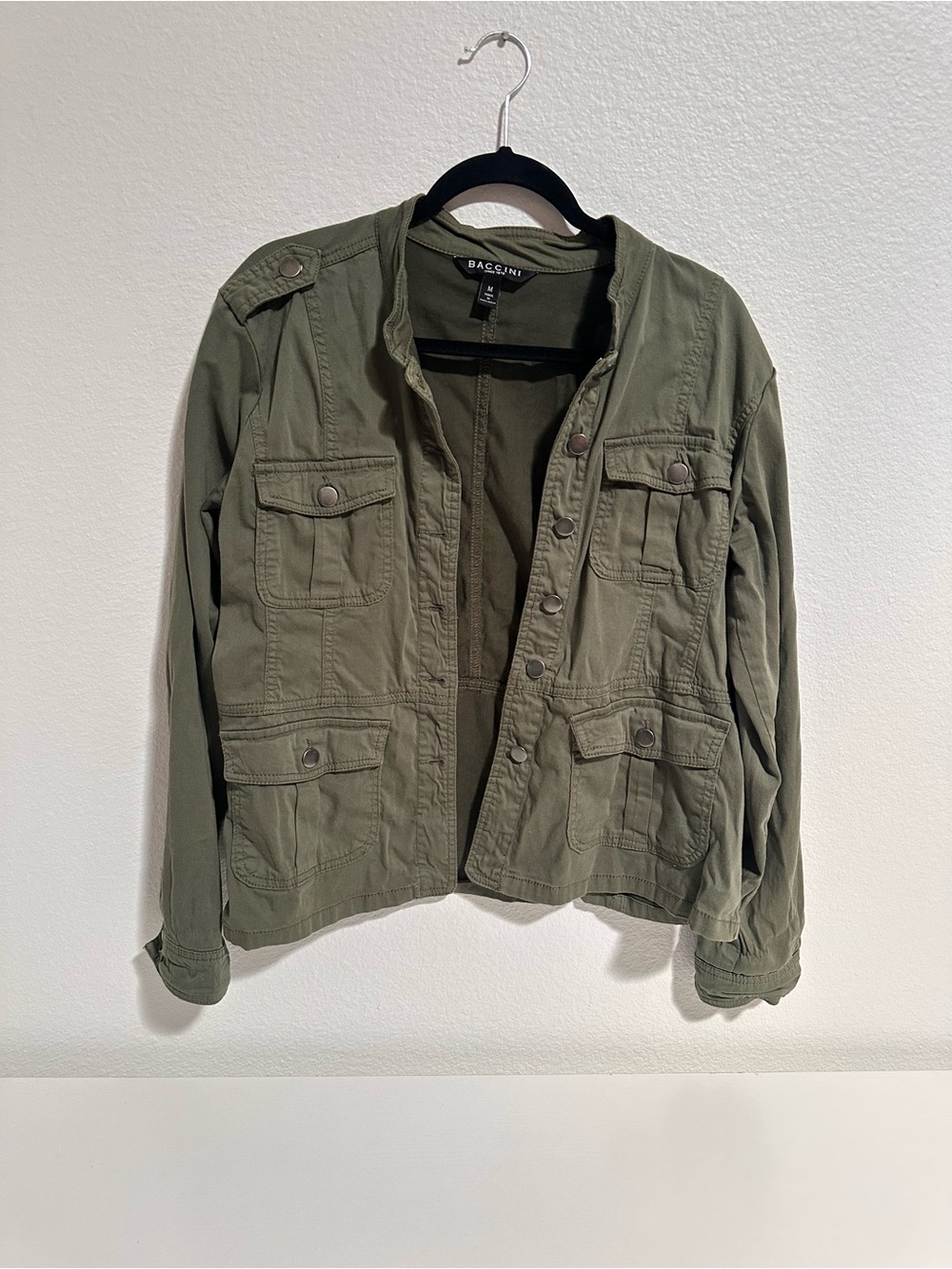 Baccini Olive Green Utility Jacket with Flap Pockets